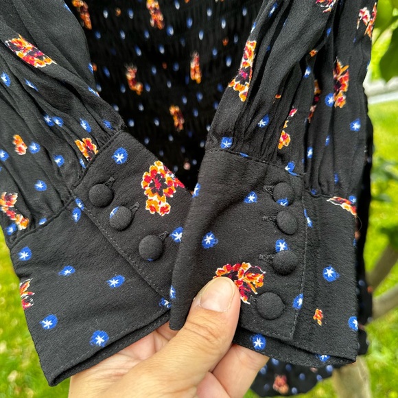 FREE PEOPLE Two Faces Printed Mini Dress, Black - Sz L - Picture 5 of 13